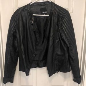 Faux leather motto jacket
